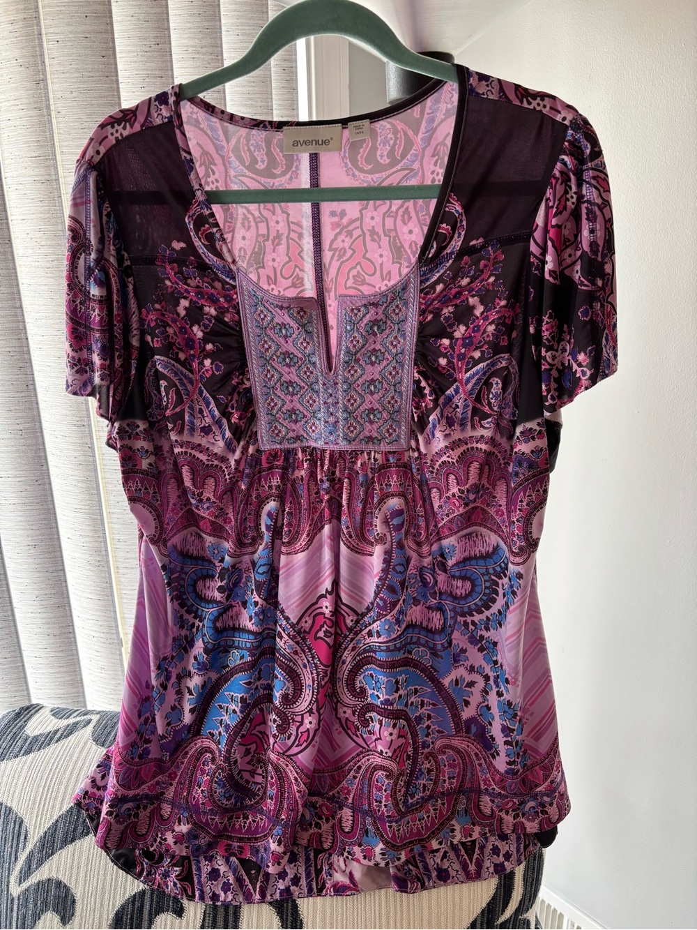 Avenue Purple & Pink Paisley Mix Knit Tunic